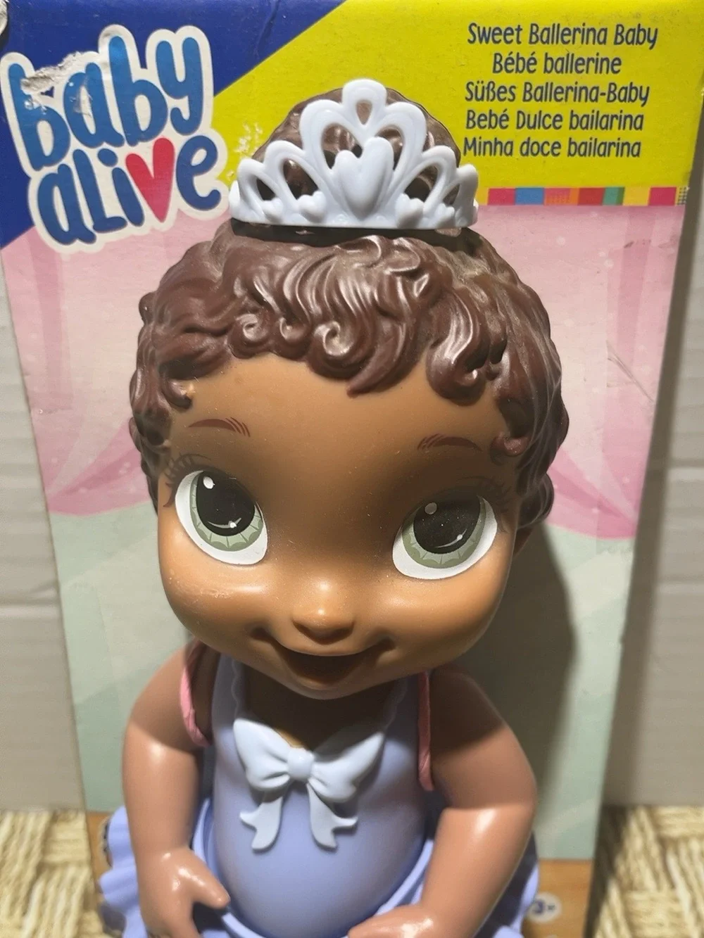 Baby Alive Sweet Ballerina Baby Doll 11” Hasbro Brown Hair Tiara Tutu Box